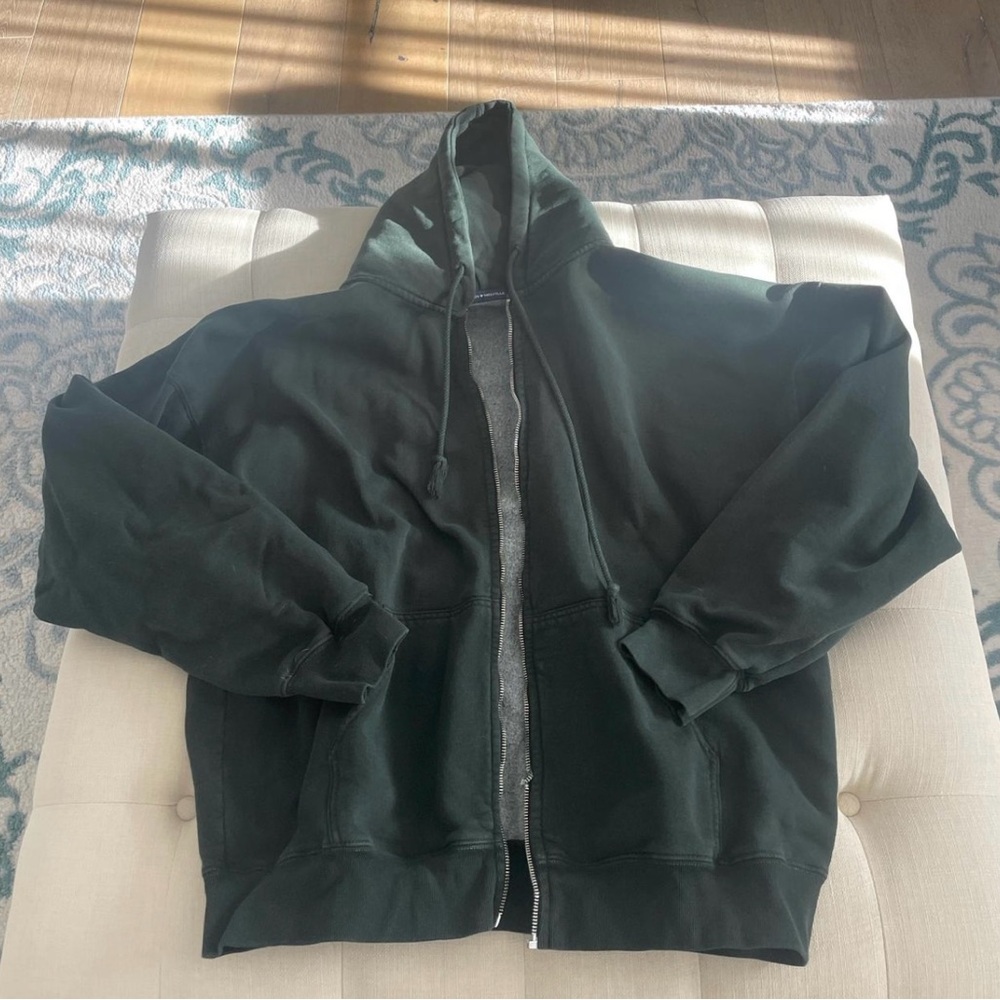 Dark Green Full-Zip Hoodie Jacket